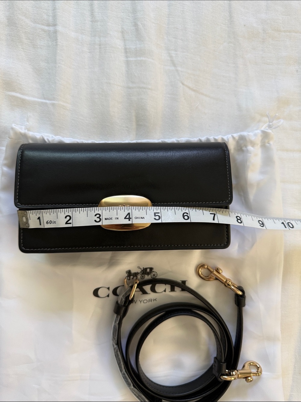 Coach Black Leather Crossbody with Gold-Tone Turnlock - Picture 9 of 14